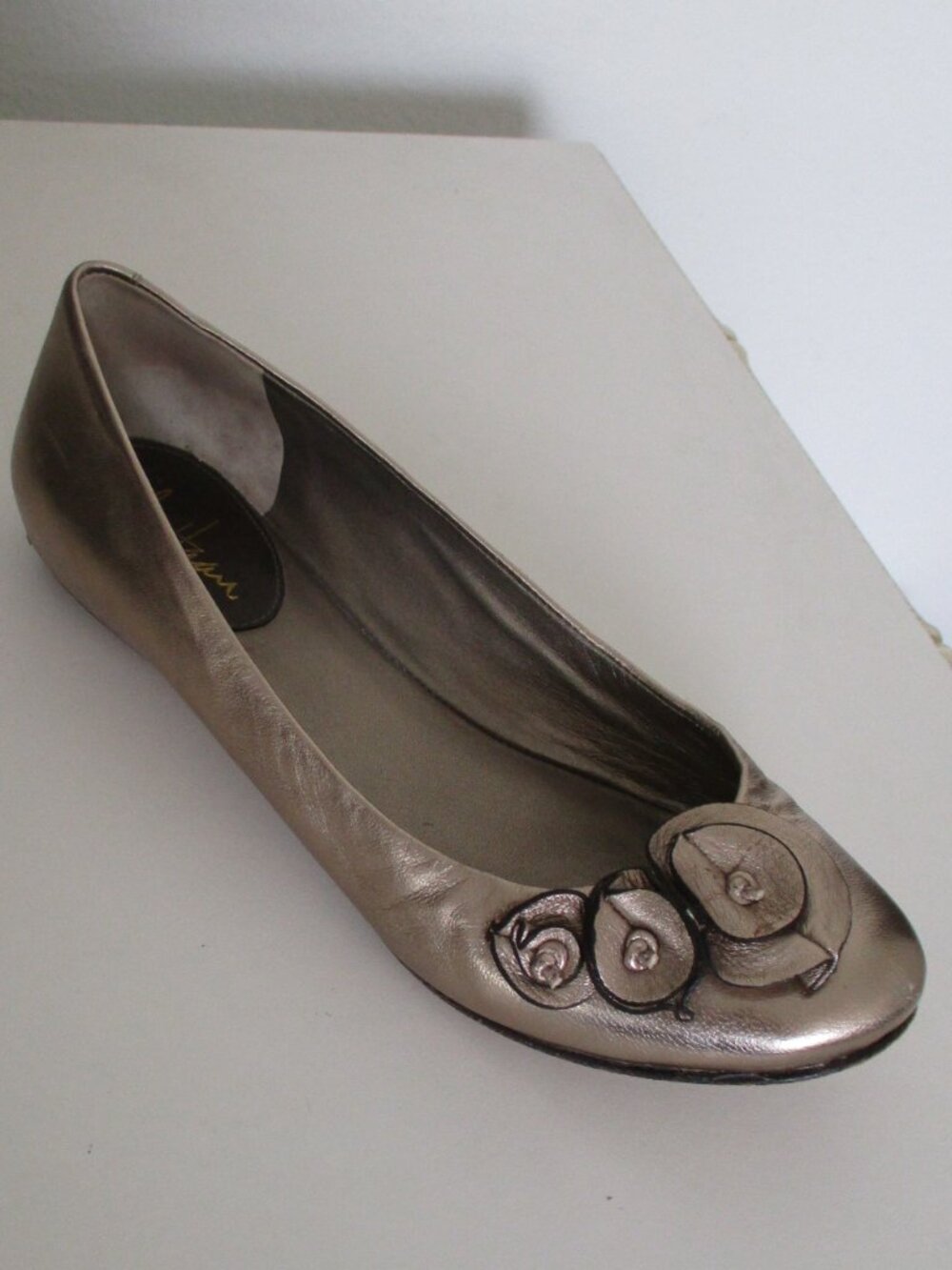 Cole Haan Womens Metallic Leather Ballet Flat Loafer Shoe - Size 7B